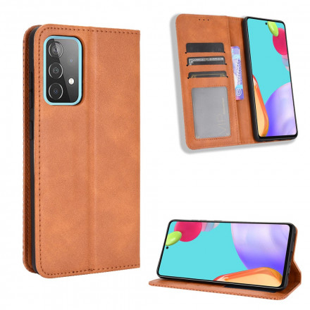 Flip Cover Samsung Galaxy A72 5G Vintage-Leder-Effekt Stilisiert