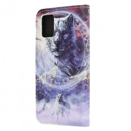 Samsung Galaxy A32 5G Winter Wolf Tasche mit Lanyard