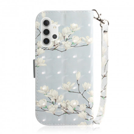 Samsung Galaxy A32 5G Tasche Blumenzweig mit Riemen