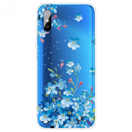 Xiaomi Redmi 9A Cover Blauer Blumenstrauß