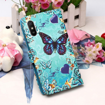 Xiaomi Redmi 9A Love Butterflies Tasche mit Riemen