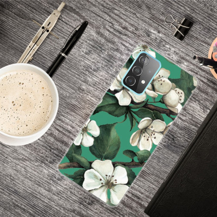 Samsung Galaxy A32 5G Cover Weiße Blumen Bemalt