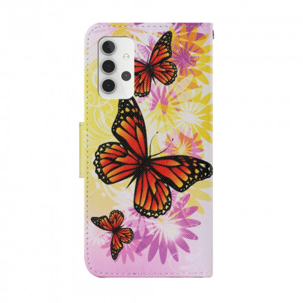 Samsung Galaxy A32 5G Schmetterlinge und Sommerblumen Hülle