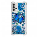 Samsung Galaxy A32 5G Schmetterlinge Blau Glitter Cover
