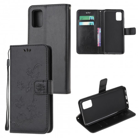 Samsung Galaxy A32 5G Schmetterlinge und Blumen Riemen Tasche