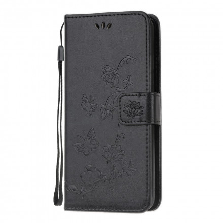 Samsung Galaxy A32 5G Schmetterlinge und Blumen Riemen Tasche