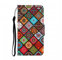 Samsung Galaxy A52 5G Patchwork Mandalas Tasche mit Lanyard