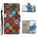 Samsung Galaxy S21 Ultra 5G Patchwork Mandalas Tasche mit Lanyard