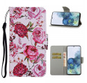 Samsung Galaxy S21 Ultra 5G Magistralblumen Tasche mit Lanyard