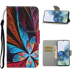 Samsung Galaxy S21 Ultra 5G Hülle Bunte Blätter mit Lanyard