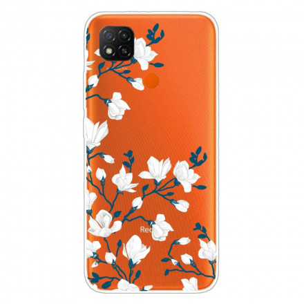 Xiaomi Redmi 9C Cover Weiße Blumen