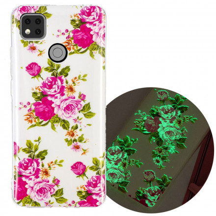 Xiaomi Redmi 9C Cover Liberty Blumen Fluoreszierend