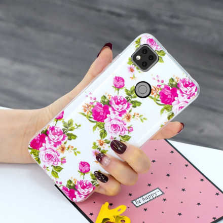 Xiaomi Redmi 9C Cover Liberty Blumen Fluoreszierend