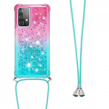 Samsung Galaxy A52 4G / A52 5G Silikon Glitter Cover mit Kordel