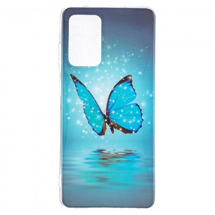 Samsung Galaxy A52 4G / A52 5G Schmetterling Cover Fluoreszierend Blau