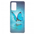 Samsung Galaxy A52 4G / A52 5G Schmetterling Cover Fluoreszierend Blau