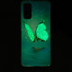 Samsung Galaxy A52 4G / A52 5G Schmetterling Cover Fluoreszierend Blau