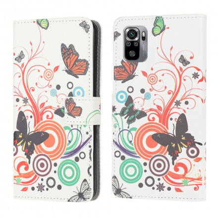 Xiaomi Redmi Note 10 / Note 10s Hülle Schmetterlinge und Blumen