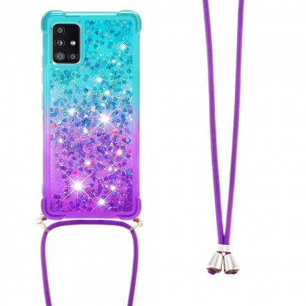 Samsung Galaxy A71 5G Silikon Glitter und Kordel Cover