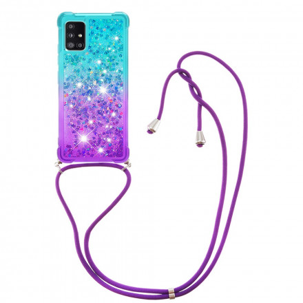Samsung Galaxy A71 5G Silikon Glitter und Kordel Cover