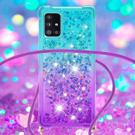 Samsung Galaxy A71 5G Silikon Glitter und Kordel Cover