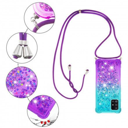 Samsung Galaxy A71 5G Silikon Glitter und Kordel Cover