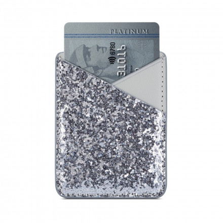 Kartenhalter Pailletten Silber Smartphone