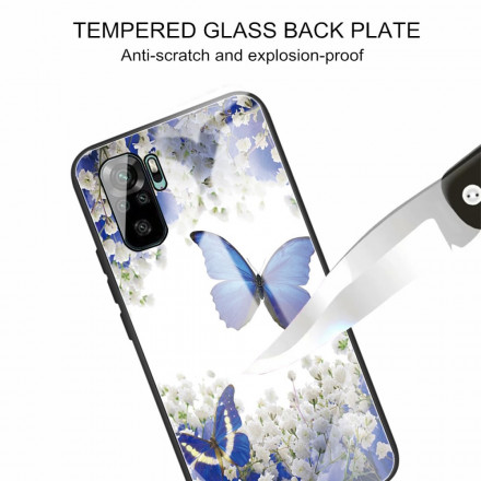 Xiaomi Redmi Note 10 / Note 10s Cover Panzerglas Schmetterlinge Design