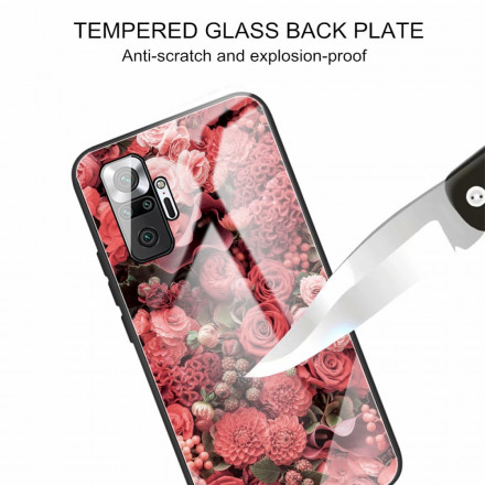 Xiaomi Redmi Note 10 Pro Cover Gehärtetes Glas Blumen Rosen