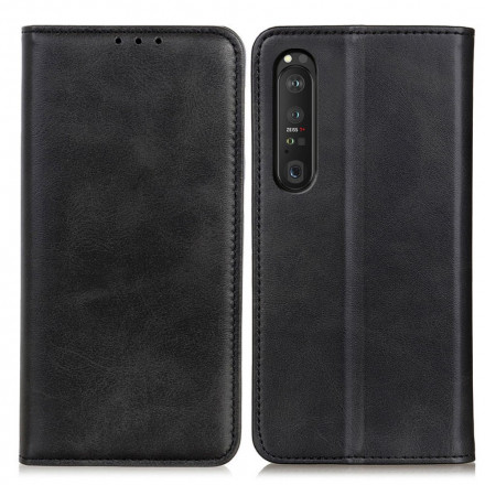 Flip Cover Sony Xperia 1 III Schlitzleder Eleganz