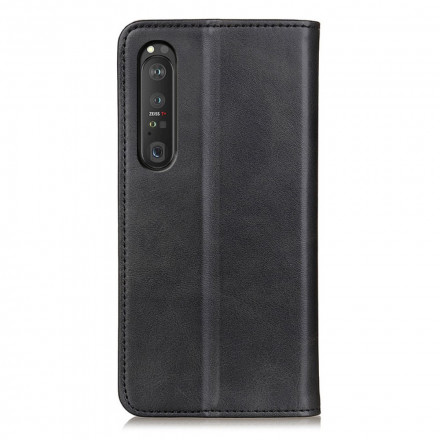 Flip Cover Sony Xperia 1 III Schlitzleder Eleganz