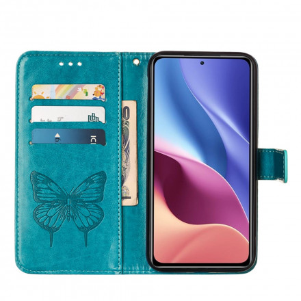 Poco F3 / Xiaomi Mi 11i 5G Schmetterling Design Hülle mit Lanyard