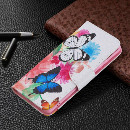 Hülle Huawei P50 Pro Gemalte Schmetterlinge und Blumen