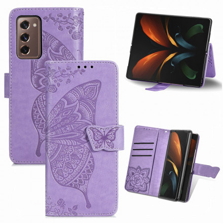 Samsung Galaxy Z Fold2 Schmetterling Design Tasche mit Riemen