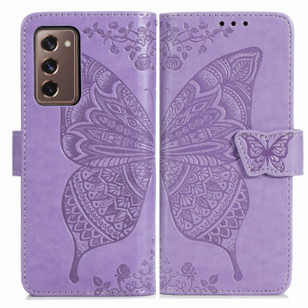 Samsung Galaxy Z Fold2 Schmetterling Design Tasche mit Riemen