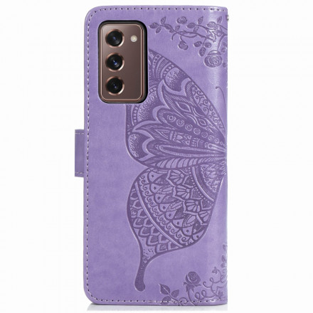 Samsung Galaxy Z Fold2 Schmetterling Design Tasche mit Riemen