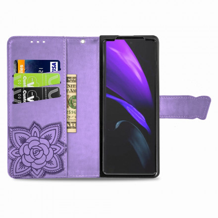 Samsung Galaxy Z Fold2 Schmetterling Design Tasche mit Riemen