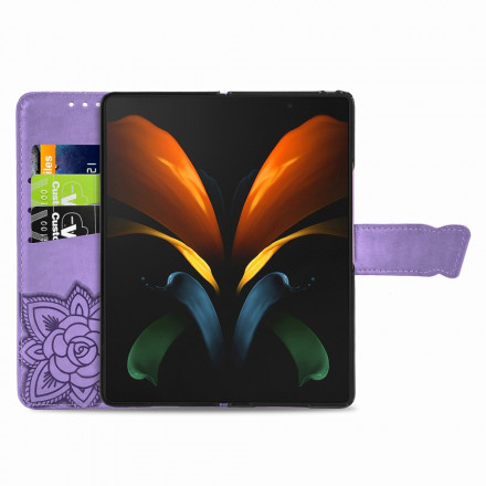 Samsung Galaxy Z Fold2 Schmetterling Design Tasche mit Riemen