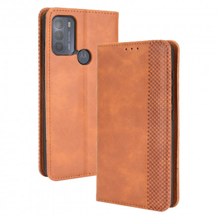 Flip Cover Moto G50 Vintage-Leder-Effekt Stilisiert
