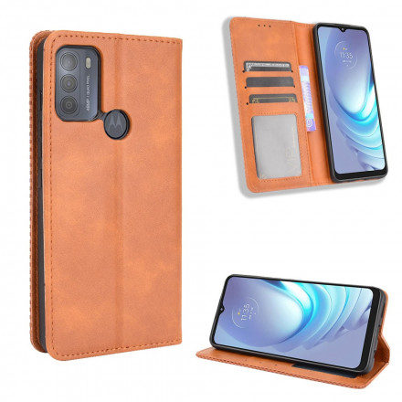 Flip Cover Moto G50 Vintage-Leder-Effekt Stilisiert