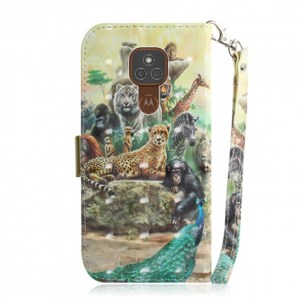 Tasche Moto G9 Play Tiere Safari mit Riemen