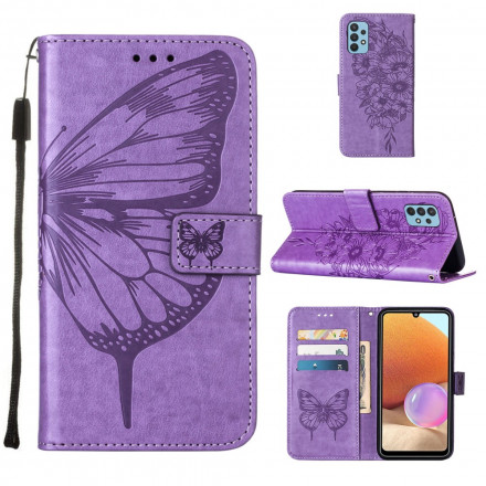 Samsung Galaxy A32 4G Schmetterling Design Tasche mit Trageriemen
