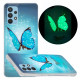 Samsung Galaxy A32 4G Schmetterling Cover Fluoreszierend Blau