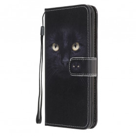 Samsung Galaxy A22 5G Katzenaugen Tasche Schwarz mit Lanyard