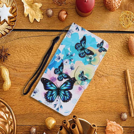 Hülle Samsung Galaxy A22 5G Schmetterlinge und Sommerblumen