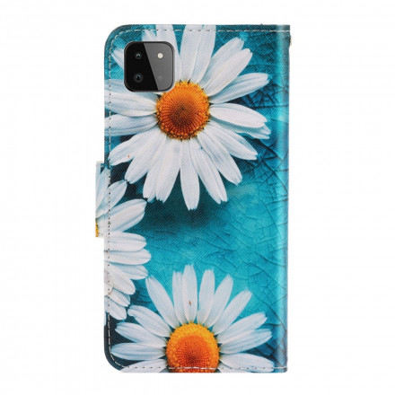 Samsung Galaxy A22 5G Hülle Margeriten mit Riemen