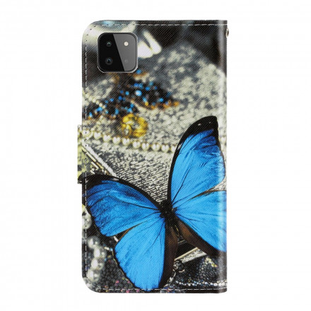 Hülle Samsung Galaxy A22 5G Variationen Schmetterlinge mit Riemen