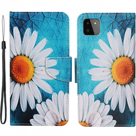 Samsung Galaxy A22 5G Magistrale Blumen Tasche mit Lanyard