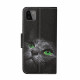 Samsung Galaxy A22 Grünäugige Katze Hülle mit Lanyard