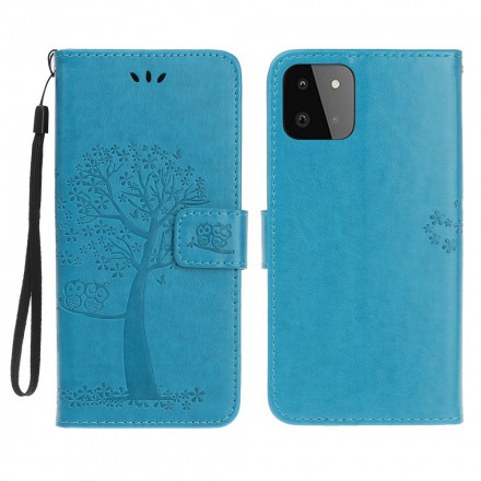 Samsung Galaxy A22 5G Baum & Eulen Tasche mit Riemen